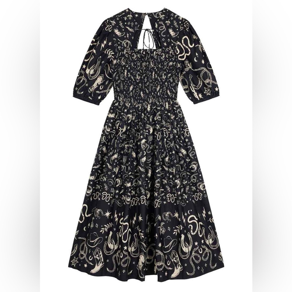 Joanie Clothing Jesse Western Print Tie Neck Midi Dress - NWT